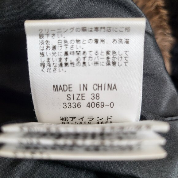 DIAGRAM~XS~BLACK ANIMAL PRINT GENUINE FOX FUR REAL CURLY LAMB MINK RABBIT COAT - Picture 16 of 16